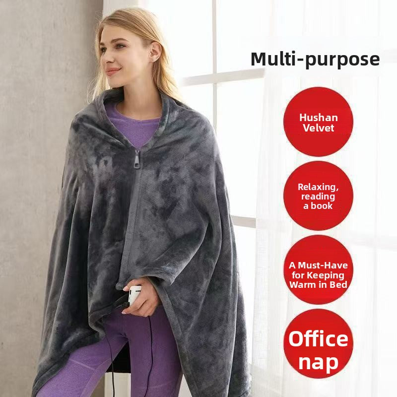 USB-Powered Heated Flannel Shawl Blanket